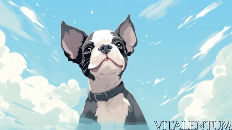 Boston Terrier in the Sky | Anime Style Digital Art AI Image