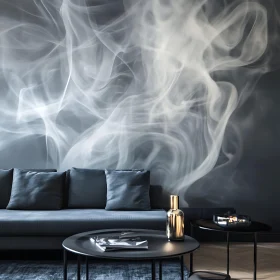 Modern Living Room with Smoke Art