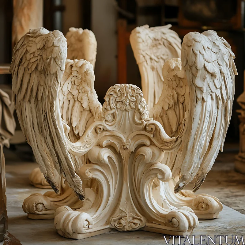 AI ART Ornate Angel Wings Sculpture with Detailed Feathers