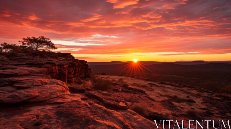 Captivating Sunset behind a Rocky Mountain - Australian Landscapes AI Image