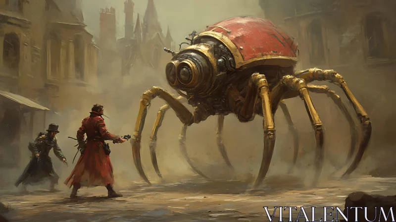 AI ART Mechanical Spider Encounter