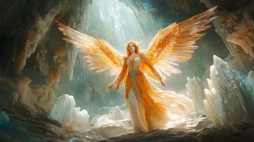 Angel with Wings in Cave