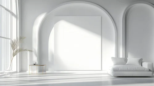 Minimalist White Room with Arches