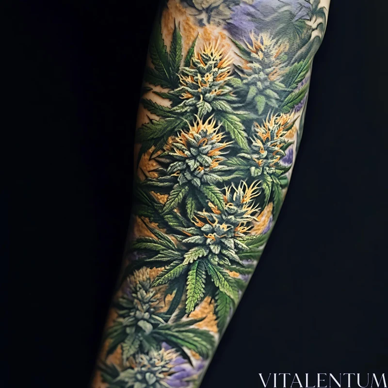 Intricate Botanical Tattoo Design AI Image