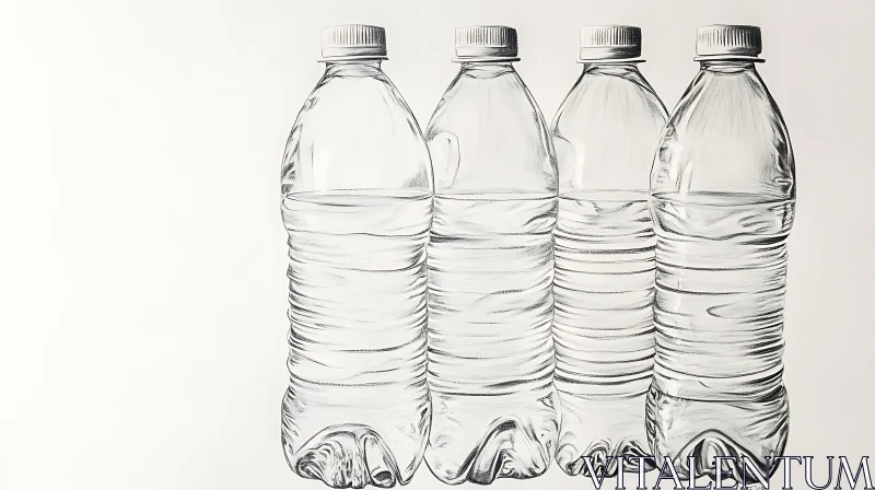 AI ART Four Water Bottles Art Still Life