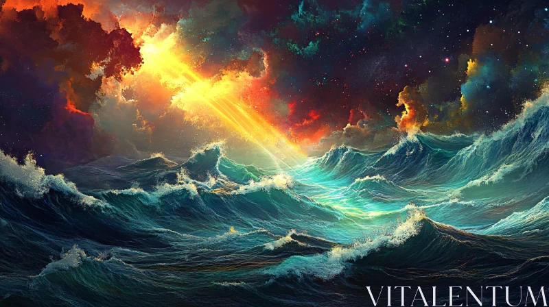 AI ART Oceanic Waves in Sunlight