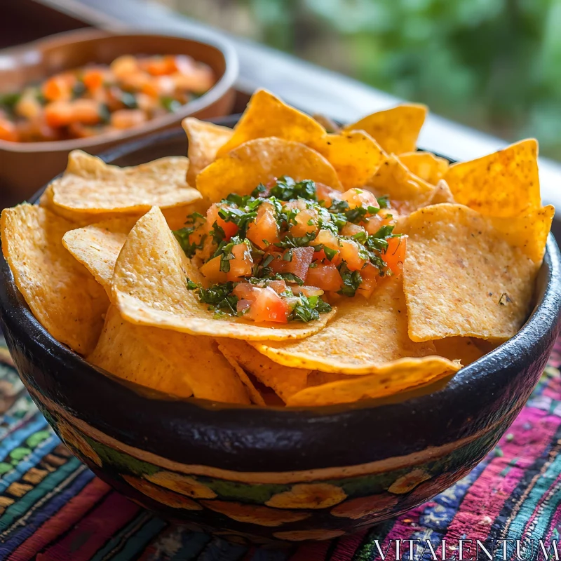 Nachos Topped with Homemade Salsa AI Image