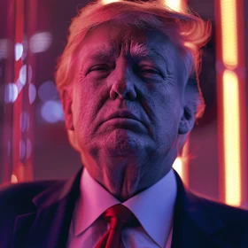 Donald Trump Illuminated by Neon Lights