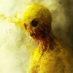 Distorted Yellow Figure: An Eerie Vision