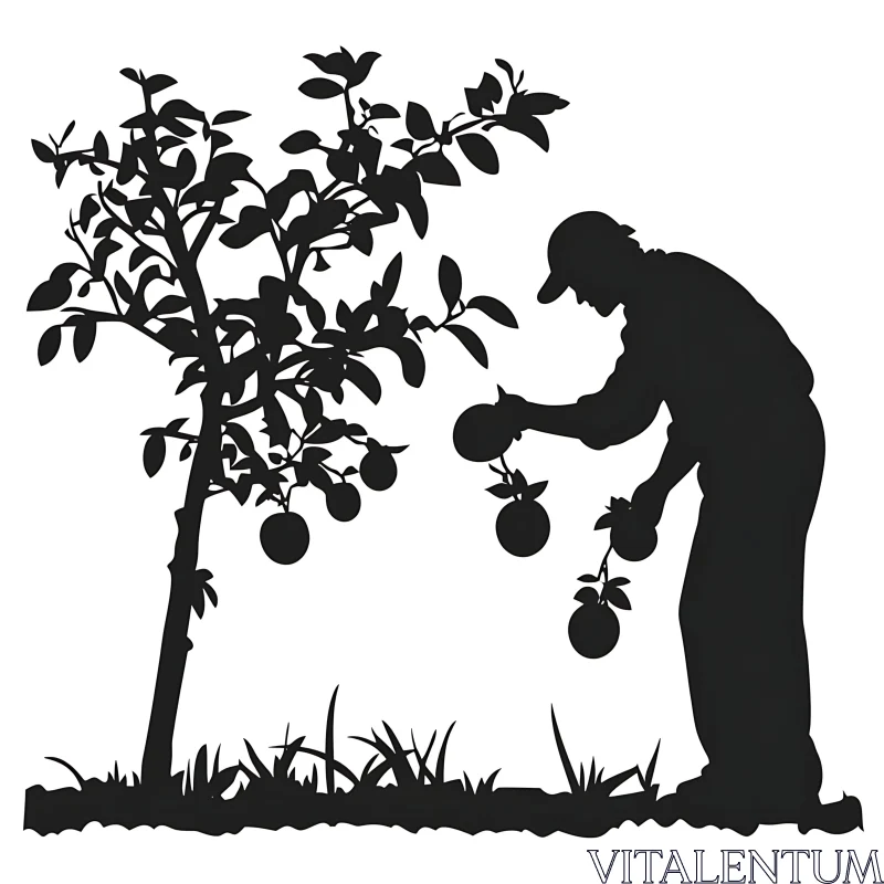 Harvesting Fruit Silhouette AI Image