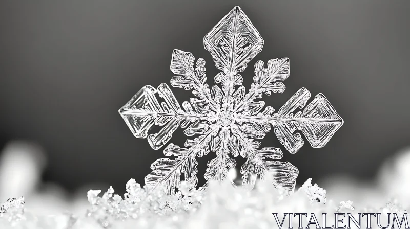 Detailed Snowflake Macro Photo AI Image