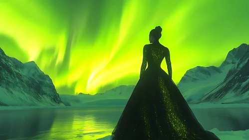 Woman Under the Northern Lights