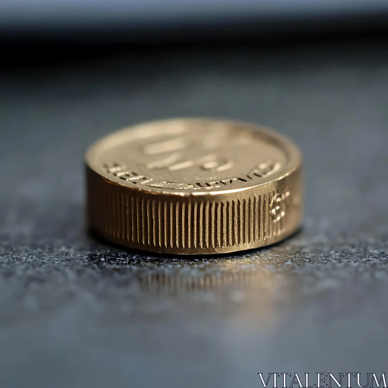 Detailed Macro Image of a Gold Coin AI Image