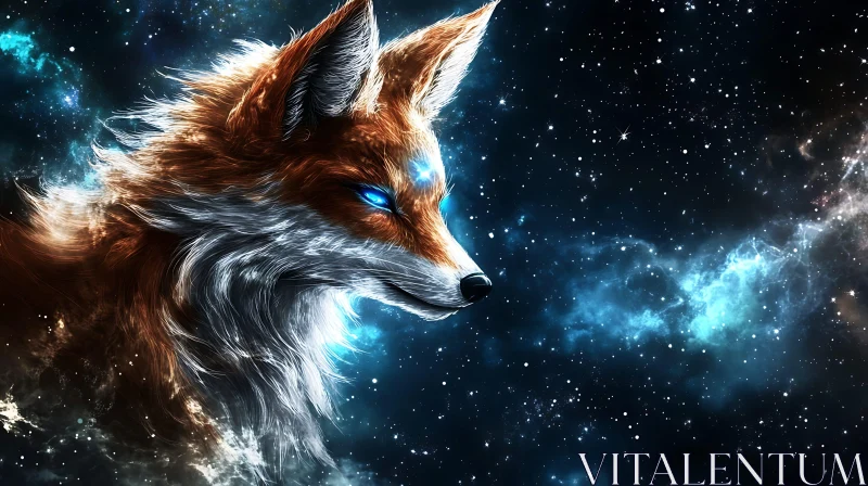 Cosmic Fox Portrait AI Image