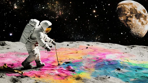 Moon Painting by Astronaut