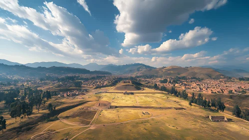 Historical Aerial View of Ancient Ruins