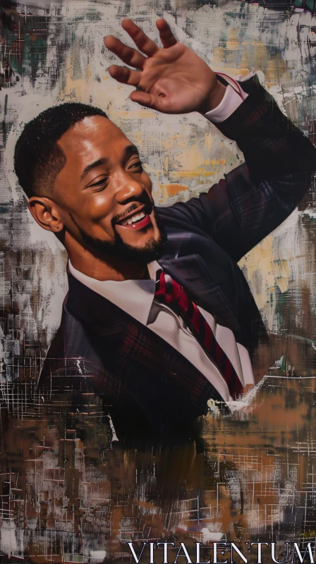 AI ART Will Smith in a Suit Waving