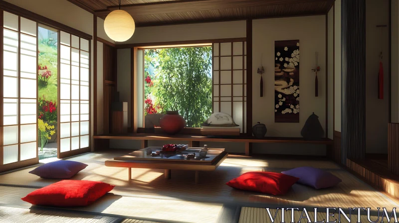 AI ART Zen Interior Design with Tatami Mats