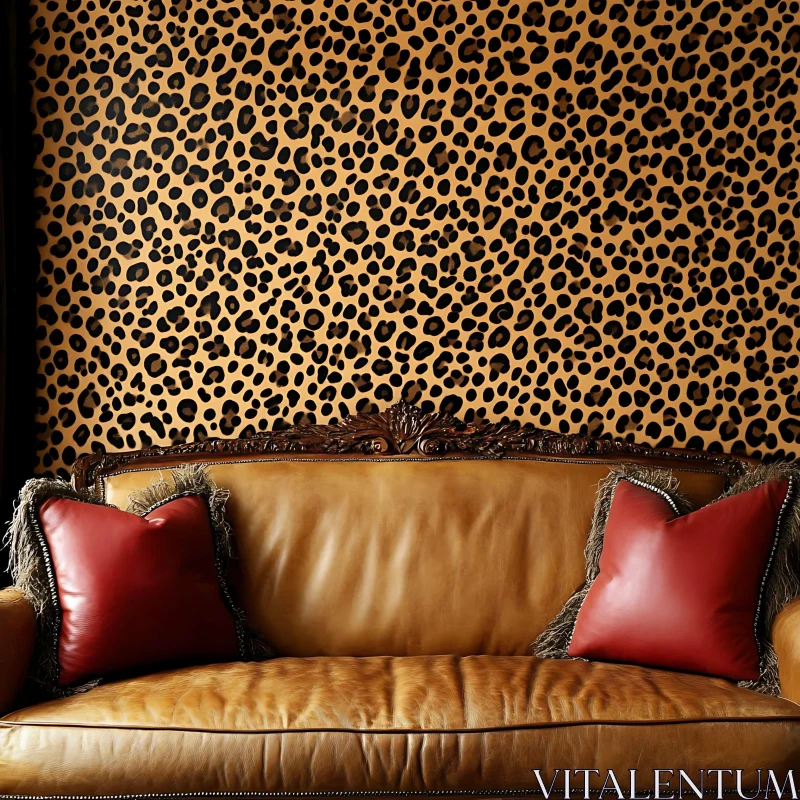 AI ART Luxurious Interior with Animal Print and Leather