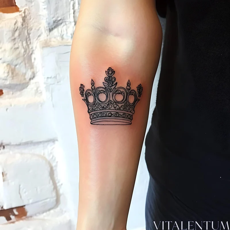 Detailed Arm Tattoo of a Crown AI Image