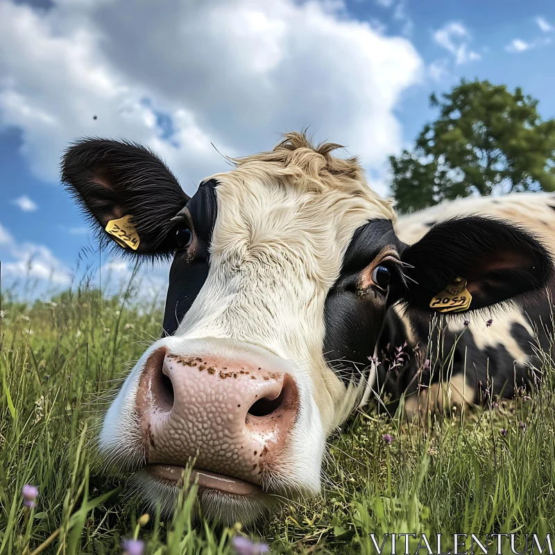 Black and White Cow Portrait AI Image