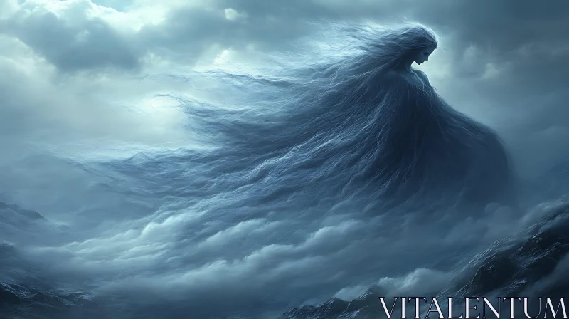 Mystical Sea Goddess in the Mist AI Image