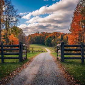 Fall Landscape with Gravel Path