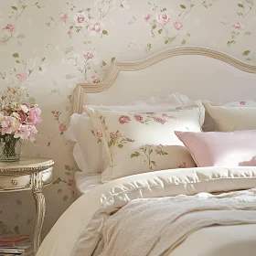 Vintage Style Bedroom with Rose Pattern