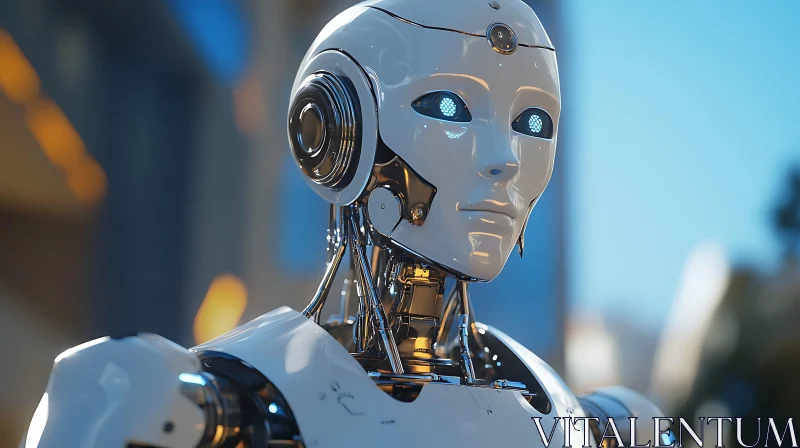 AI ART Humanoid Robot Close-Up: Artificial Intelligence