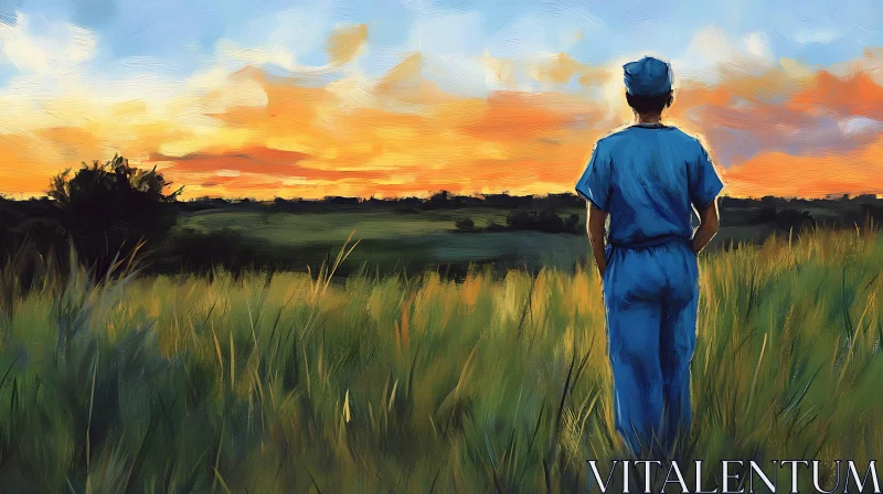 AI ART Sunset Field Gaze