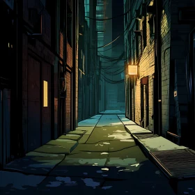 Dimly Lit Alley Between Buildings