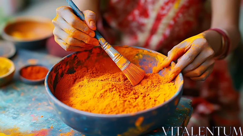 AI ART Artistic Color Mixing with Orange Powder