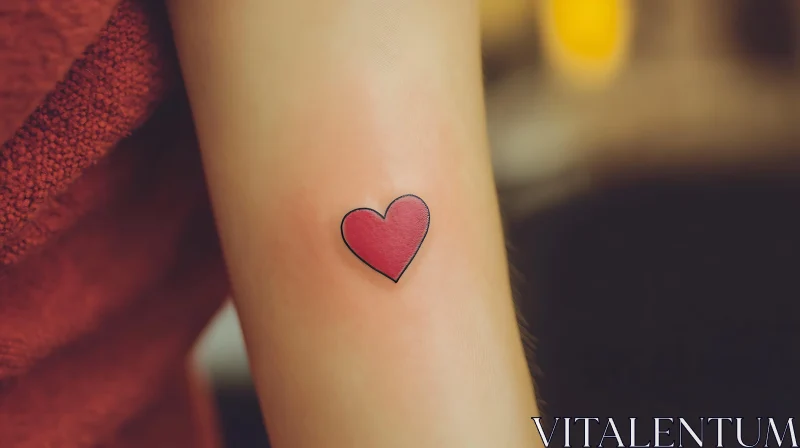 Minimalist Red Heart Tattoo AI Image