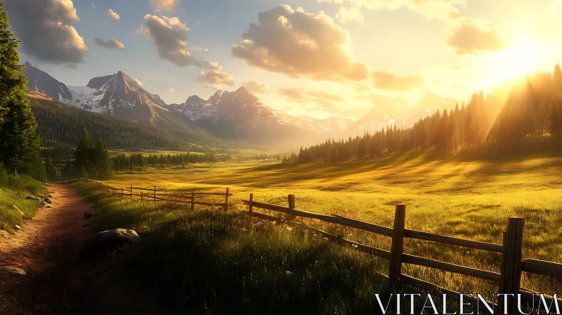 Scenic Mountain View at Sunset AI Image