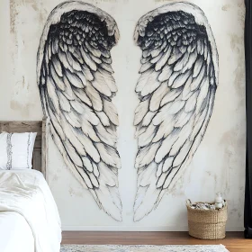 Feathered Wings Mural Above Bed