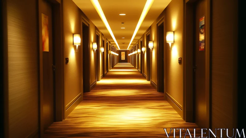 AI ART Endless Hotel Hallway with Symmetrical Doors