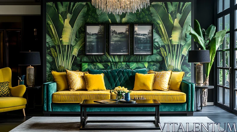 Lush Tropical Interior Design AI Image