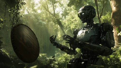 Cyborg Encounter in Green Forest