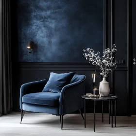 Navy Room with Velvet Chair