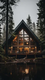 Luxurious Cabin in Foggy Forest | Dark Brown and Navy | Northwest School