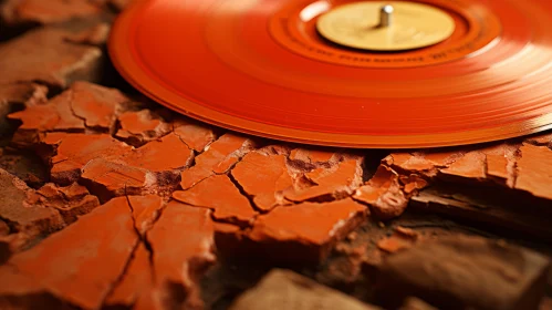 Orange LP Cover on Brick: A Fusion of Musical Color Fields and Decadent Decay