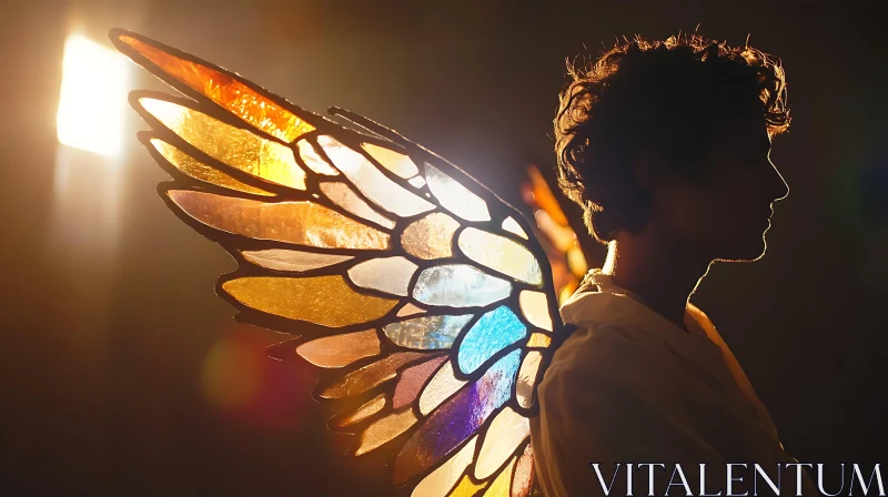 AI ART Winged Silhouette in Golden Light