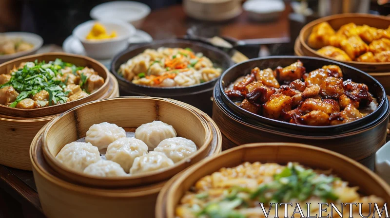 Assorted Chinese Dim Sum Cuisine AI Image