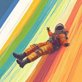 Rainbow Ride: An Astronaut's Colorful Descent