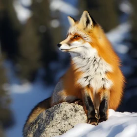 Red Fox Portrait in Winter Scene