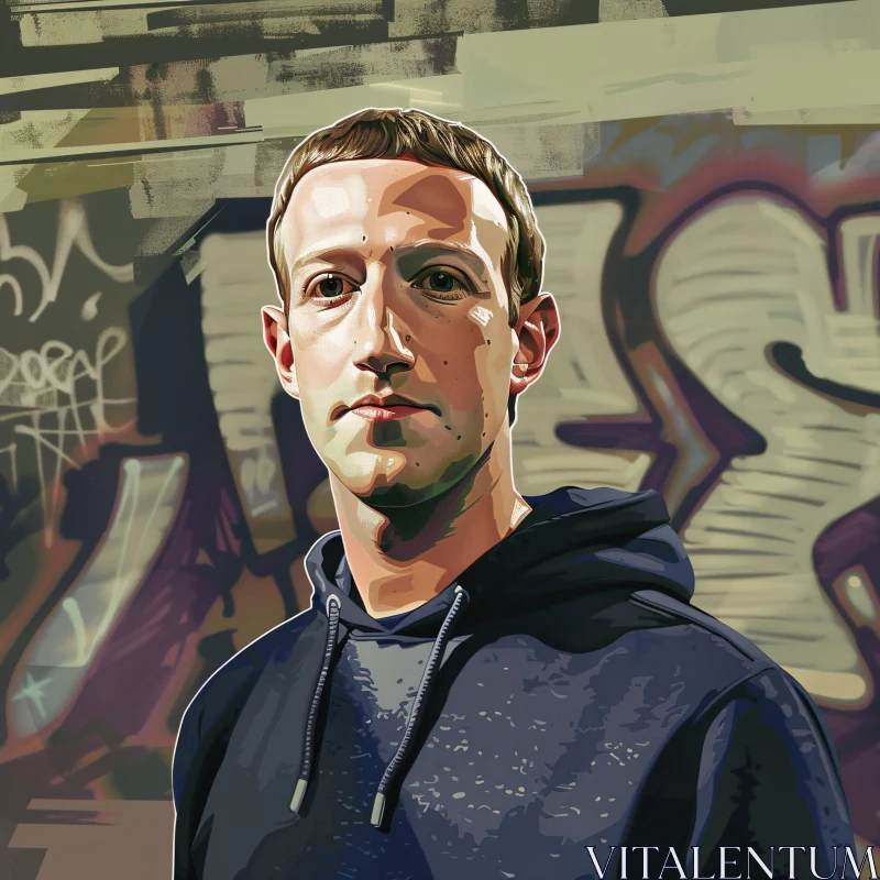 Street Art Portrait of Mark Zuckerberg AI Image