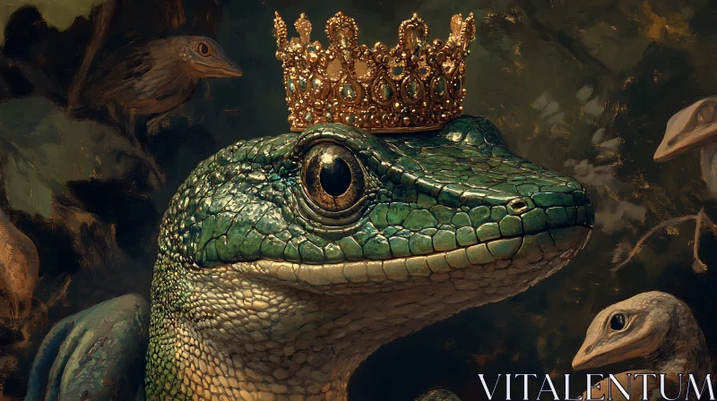 Crowned Reptile Portrait AI Image