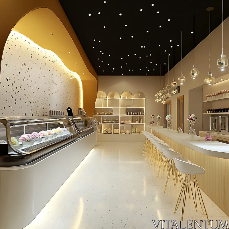 Modern Dessert Restaurant with Treats AI Image