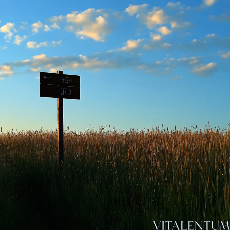 Signpost Amidst Golden Field AI Image