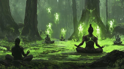 Elven Meditation in a Mystical Forest Glade